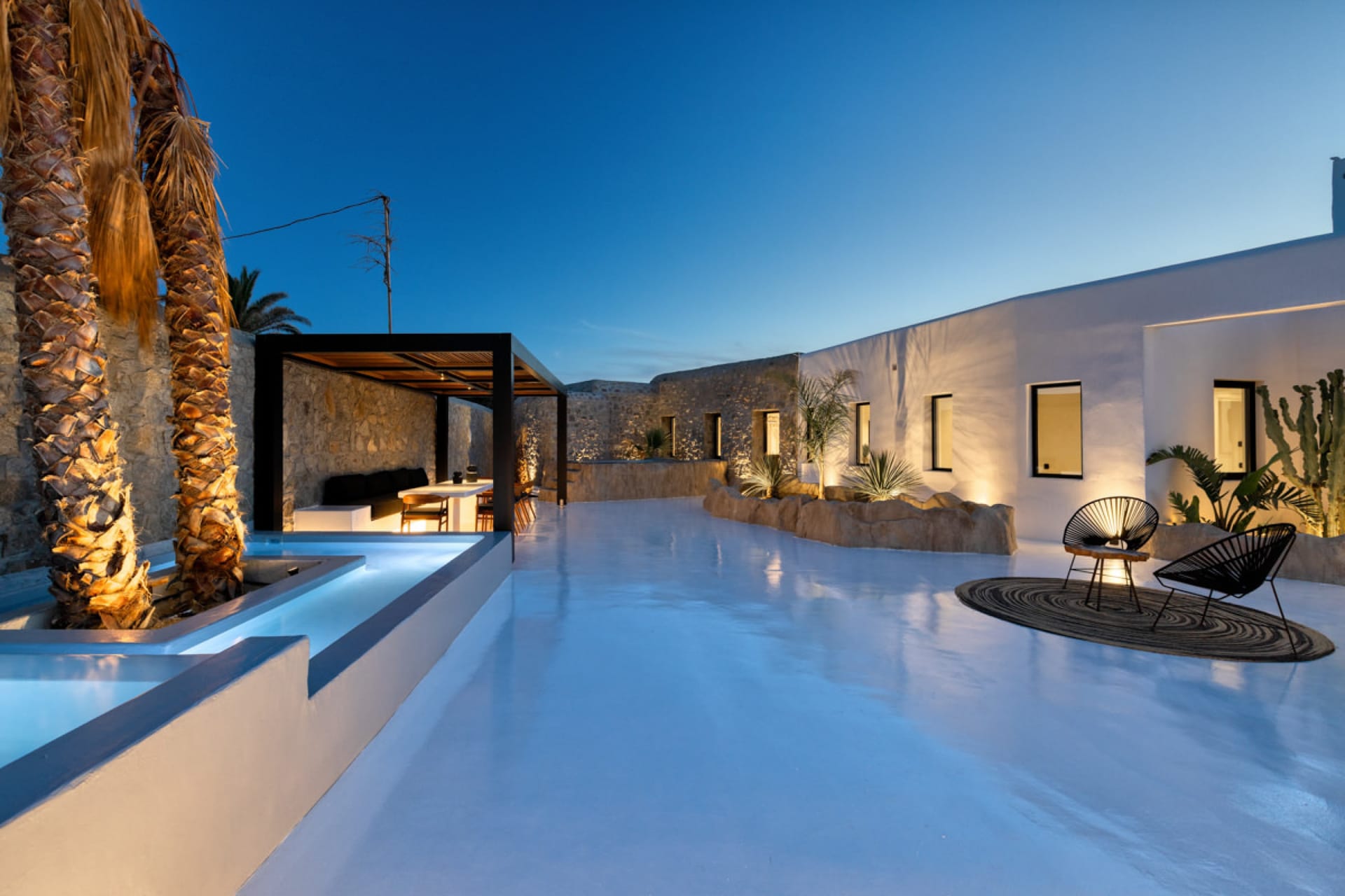 Mykonos Town Black Villa with Cave Heated Pool