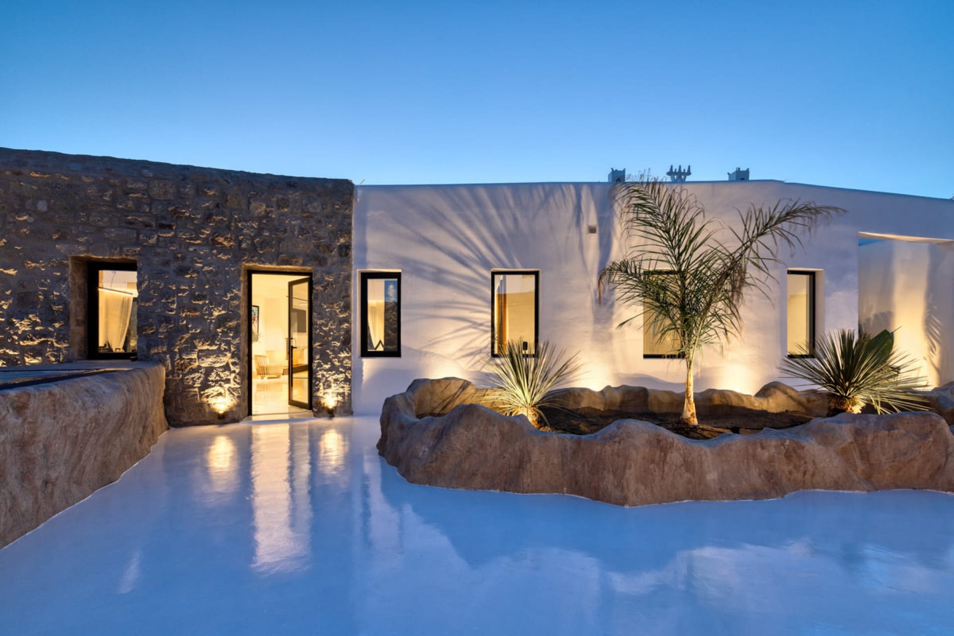 Mykonos Town Black Villa with Cave Heated Pool