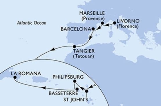 16 дни Италия, Франция, Испания, Мароко, Антигуа и Барбуда, Нидерландски Антили, Сейнт Китс и Невис, Доминиканска република