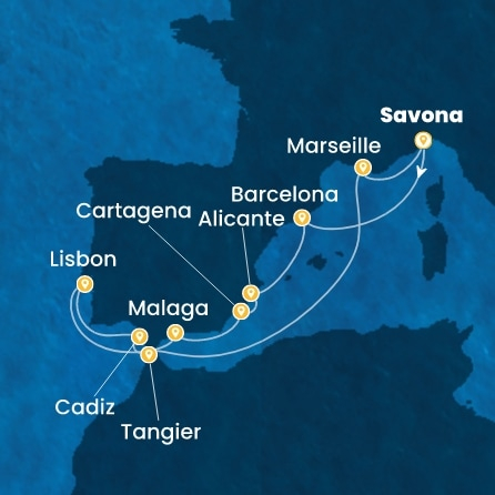Italy, Spain, Portugal, Morocco, France
