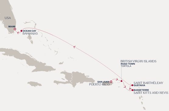 7 дни Пуерто Рико, Британски вирджински острови, Сейнт Китс и Невис, Сен Бертелеми, Бахамските острови, САЩ