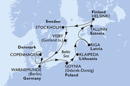 11 дни Дания, Германия, Полша, Литва, Латвия, Естония, Финландия, Швеция