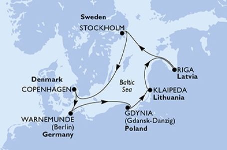 7 дни Дания, Германия, Полша, Литва, Латвия, Швеция